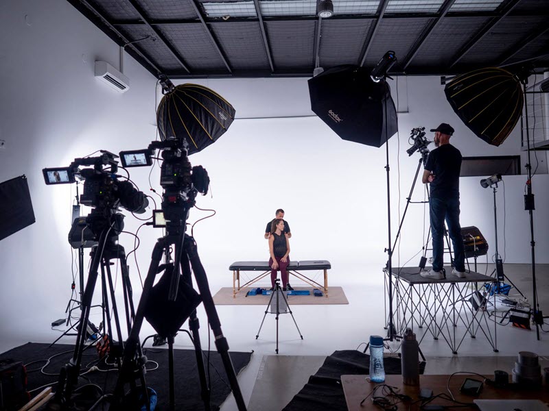 Professional video production setup for Stretching Certificate