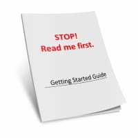 Shin splints guide titled Stop Reading Me First, featuring text indicating a Getting Started guide aimed at assisting new users